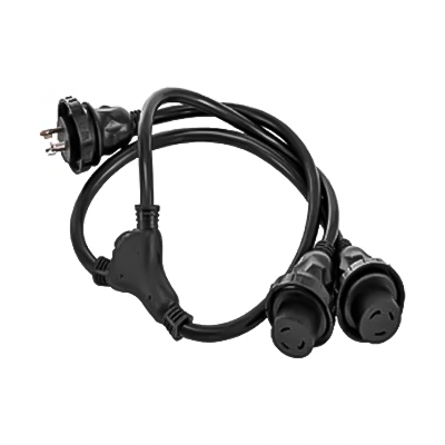 LA074Y 2FT STW 10 AWG 3C 重型船用电源线 NEMA L5-30P 转 (2) NEMA L5-30R 30 安培 Y 分路器 RV 岸电电源线，带密封圈